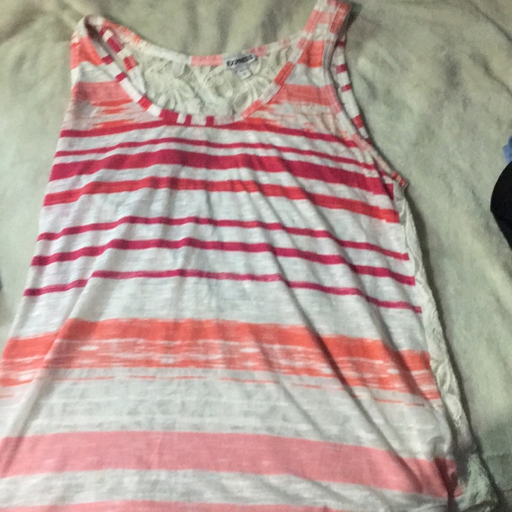 A express stripped tank top with a lace back